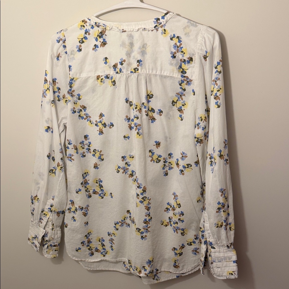 Talbots White Floral Ruffle-Trim Button Blouse - Picture 4 of 4